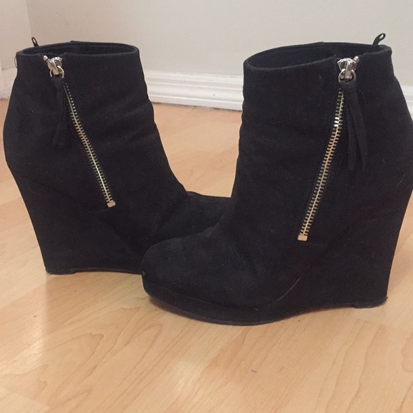 Black High Wedge Booties - Picture 3 of 7